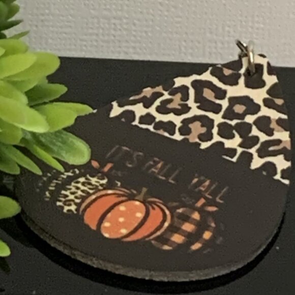 Fall Earring, Leopard Print Earring, Pumpkin Earring, Thanksgiving Earring, Fall - Picture 5 of 7